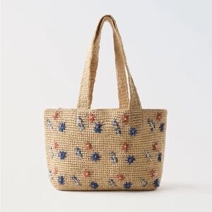 Zara Kids x Sea NY Embroidered Raffia Tote Bag